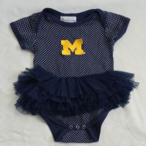 Two Feet Ahead University Of Michigan College Baby Tutu Onesie sz 12 Months